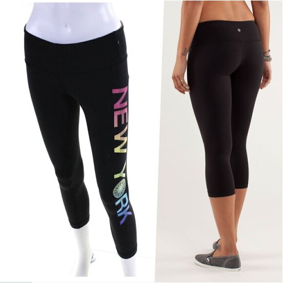 Lululemon Soulcycle New York Wunder Under Crop 21" Black 2 NWOT - Picture 1 of 7